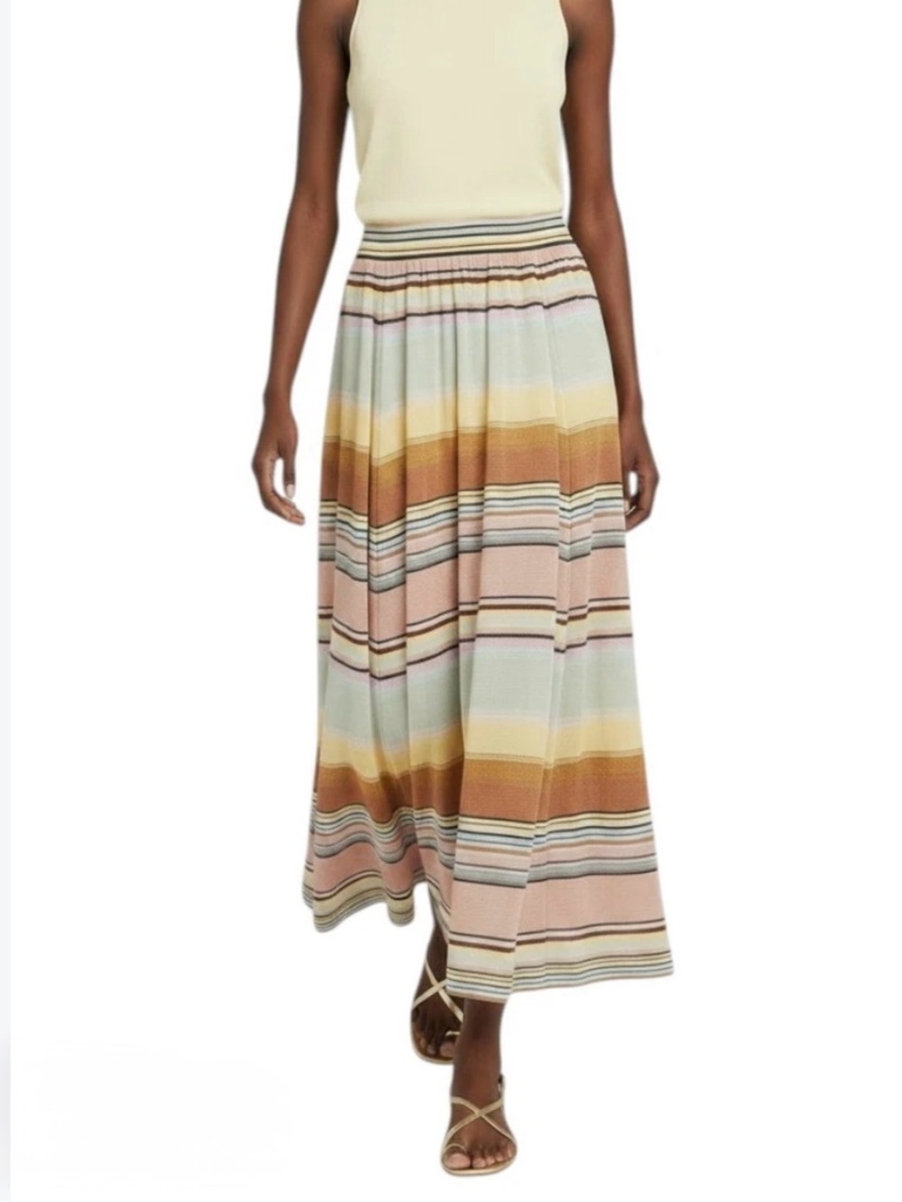 Zimmermann Striped Maxi Skirt - Pink, Mint & Tan NWT 4